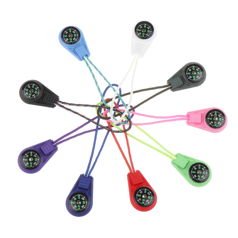 Mini Survival Compass Keychain Paracord Zipper Pull EDC Outdoor Navigation Tool 1