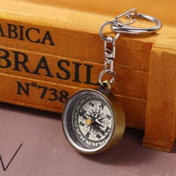 mini compass keychain vintage pocket compass portable hiking navigation tool