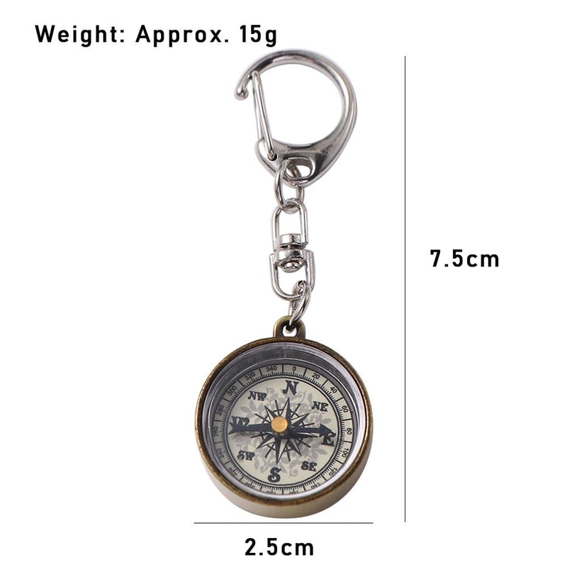 Mini Compass Keychain Vintage Pocket Compass Portable Hiking Navigation Tool 4