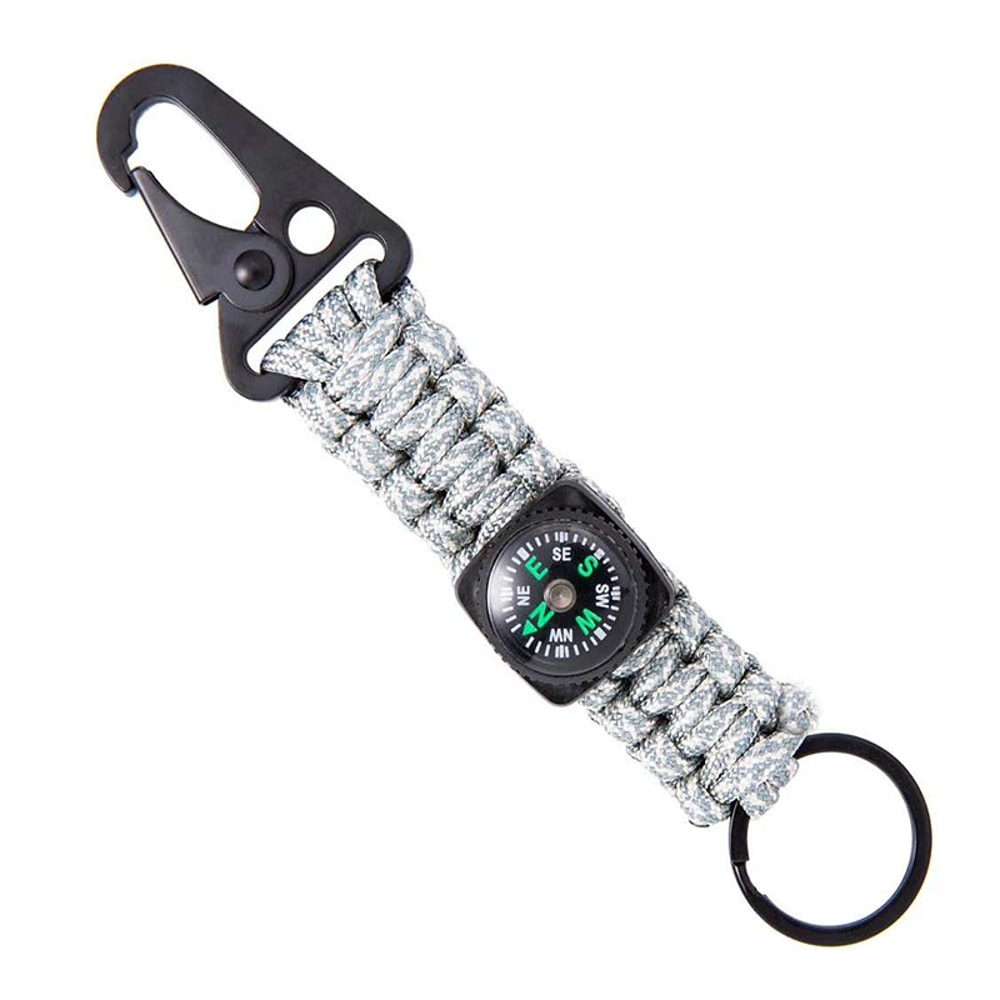 Tactical Survival Keychain With Compass Paracord Carabiner Outdoor Gear Clip 3