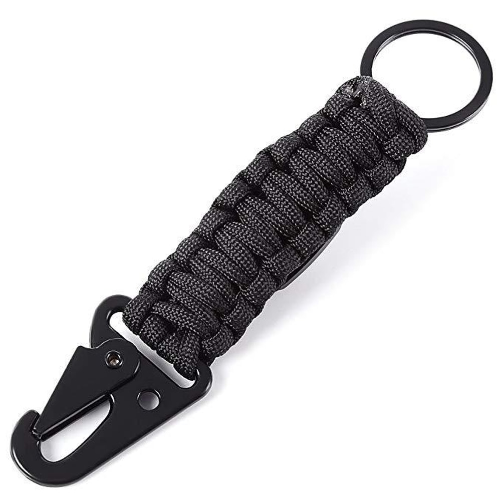 Tactical Survival Keychain With Compass Paracord Carabiner Outdoor Gear Clip 5