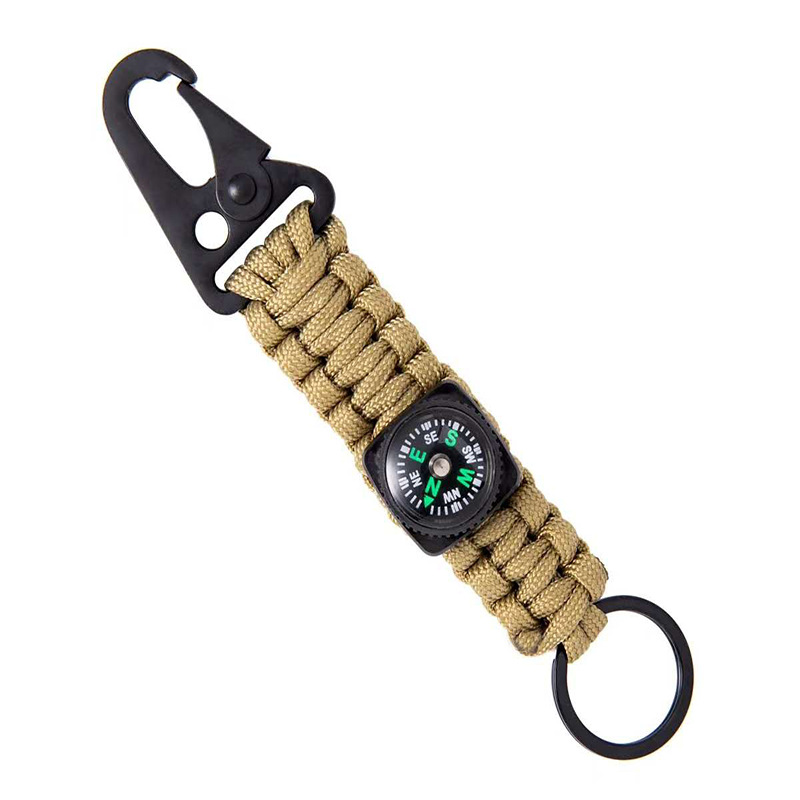Tactical Survival Keychain With Compass Paracord Carabiner Outdoor Gear Clip 7