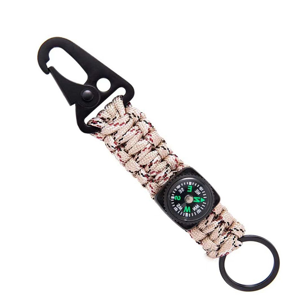 Tactical Survival Keychain With Compass Paracord Carabiner Outdoor Gear Clip 10