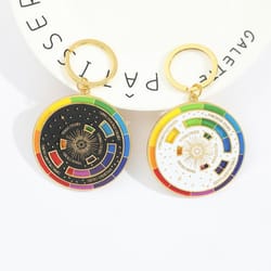 rotating color wheel keychain metal spinning compass pendant stress relief toy