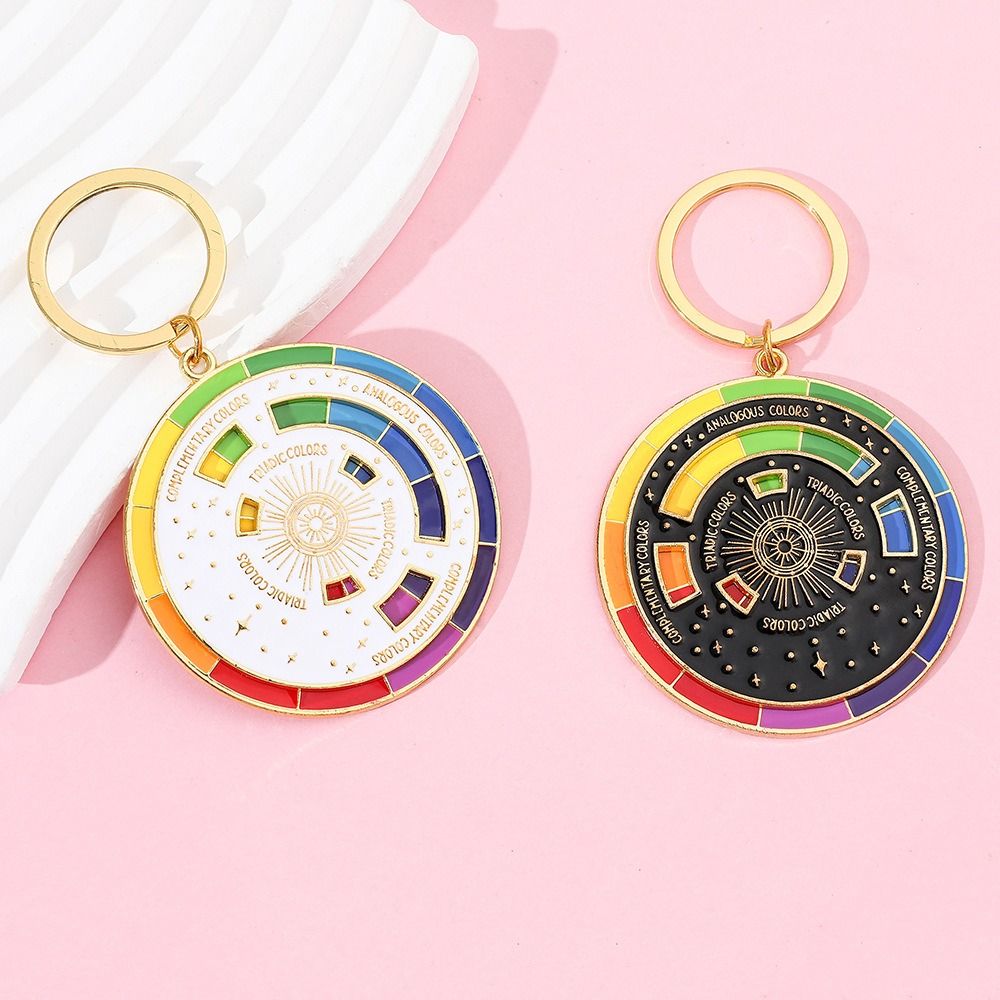 Rotating Color Wheel Keychain Metal Spinning Compass Pendant Stress Relief Toy