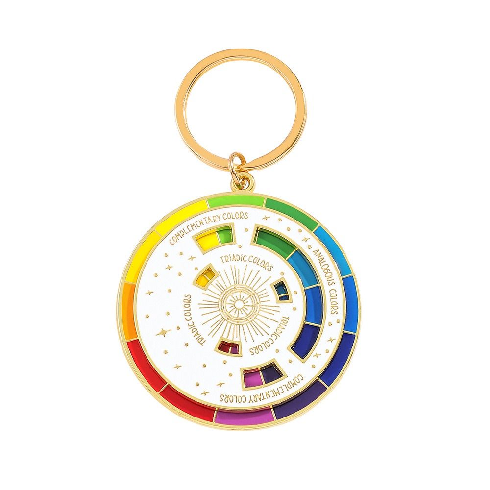 Rotating Color Wheel Keychain Metal Spinning Compass Pendant Stress Relief Toy