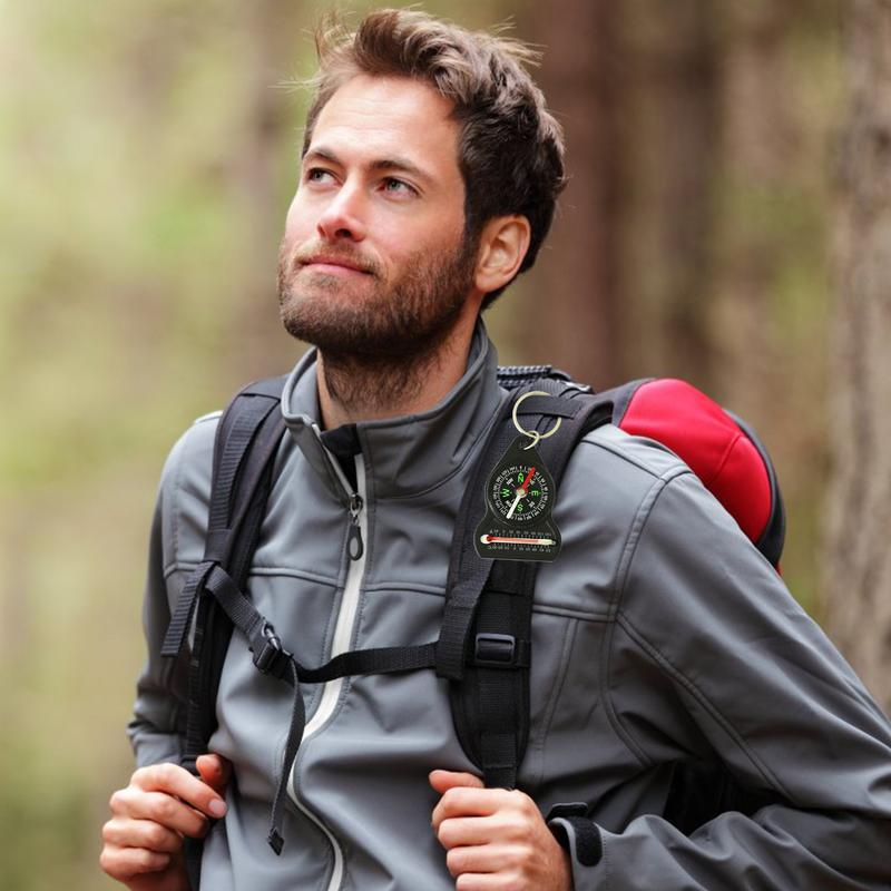 Mini Survival Compass Keychain With Thermometer Portable Outdoor Navigation Tool 3