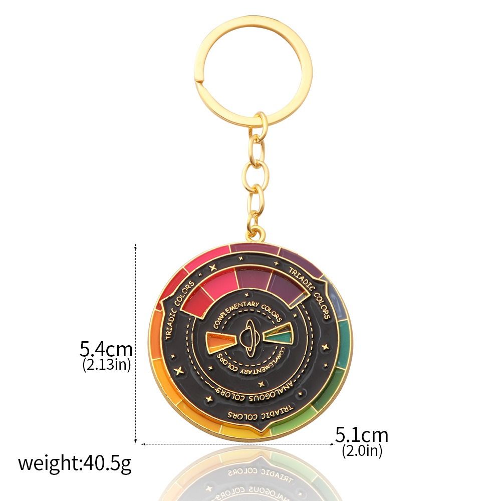 Rotating Color Wheel Keychain Metal Color Compass Artist Palette Keyring