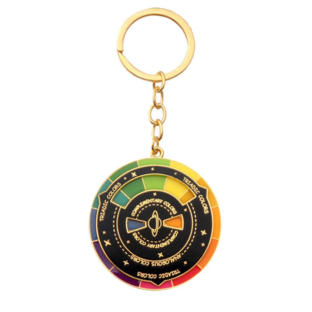 Rotating Color Wheel Keychain Metal Color Compass Artist Palette Keyring