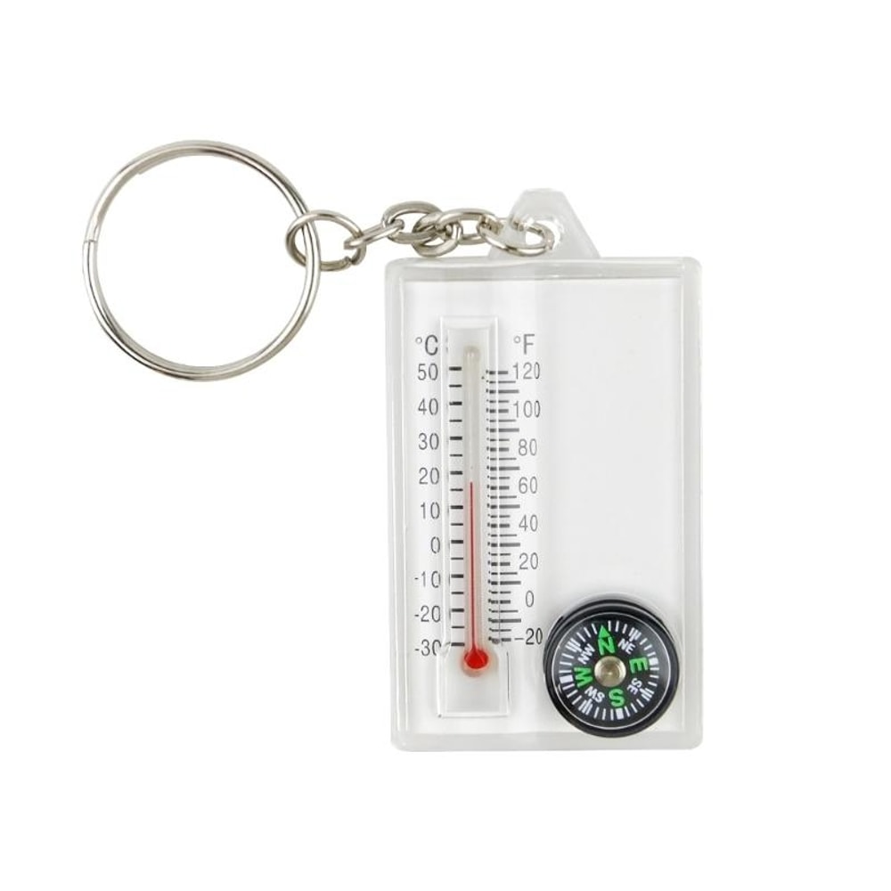 Mini Survival Compass Keychain with Thermometer Portable Hiking Gear