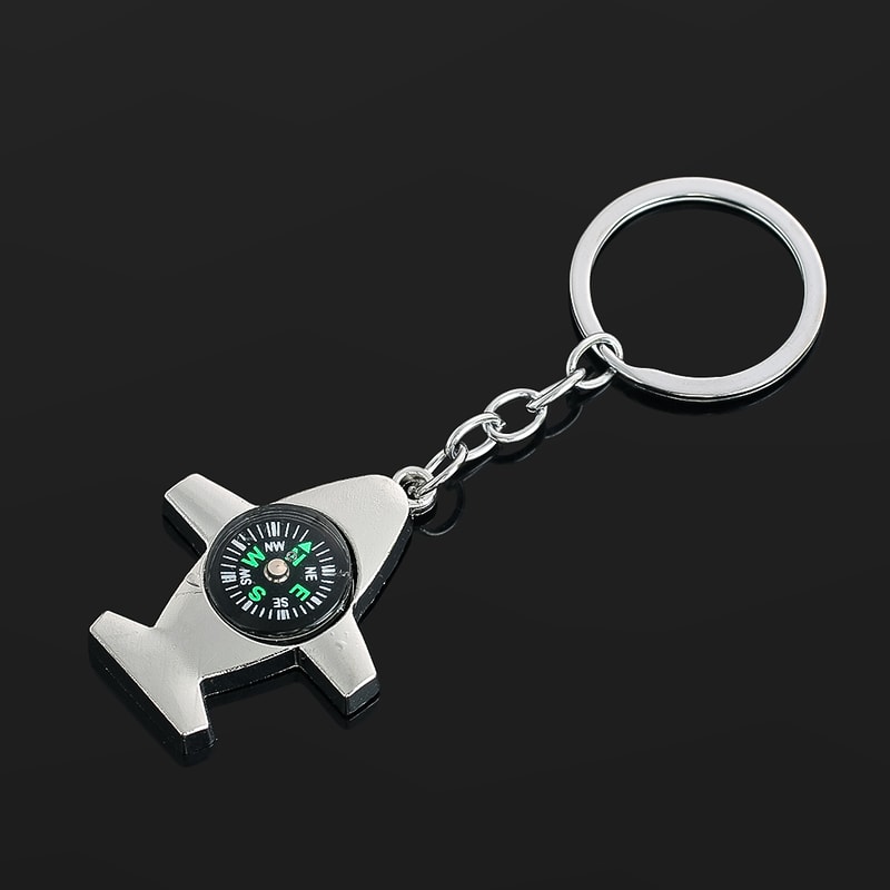 Airplane Compass Keychain Portable Outdoor Survival Key Ring For Travel And Hiking 1
