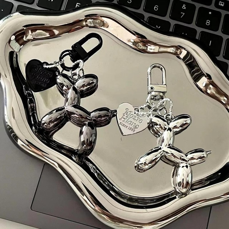 Cute Balloon Dog Keychain Cartoon Couple Keyring Car Charm Gift 2