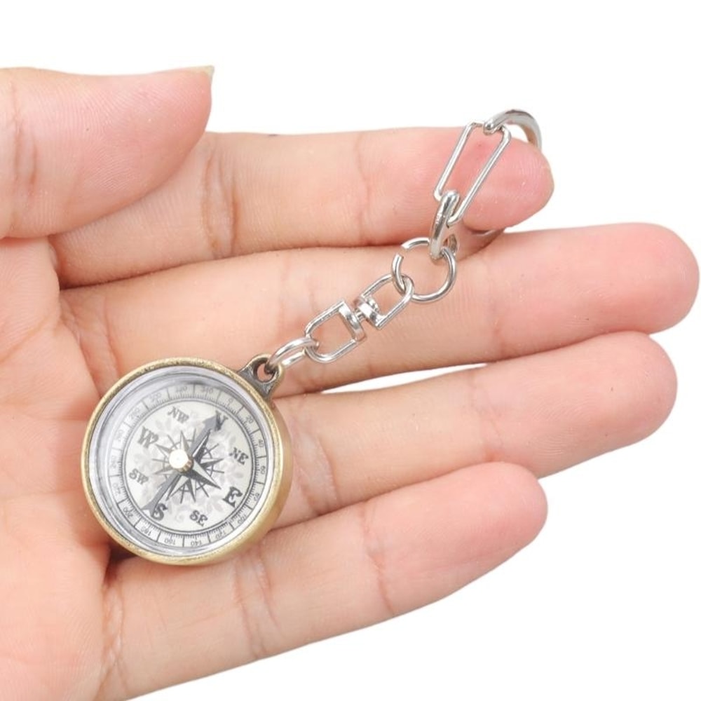 Mini Portable Compass Keychain Retro Survival Hiking Navigation Tool
