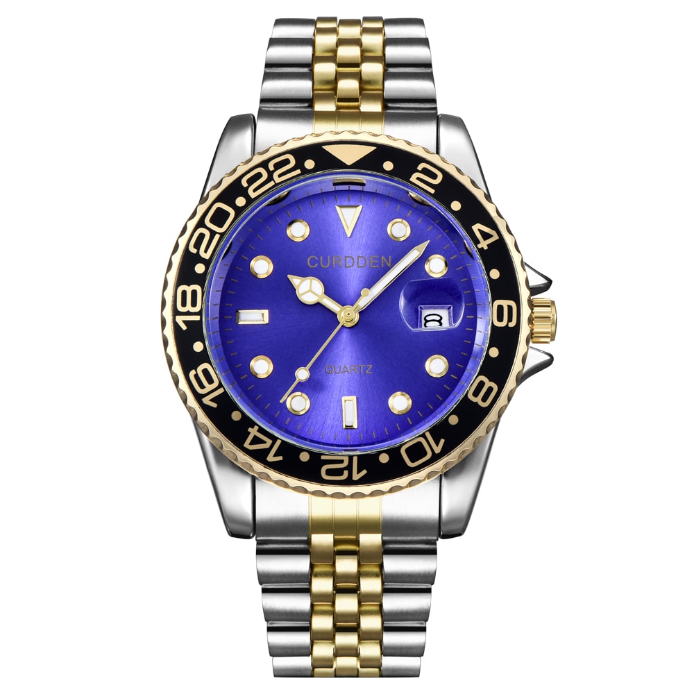 Mens Stainless Steel Quartz Watch Casual Fashion Calendar Wristwatch Green Dial 7