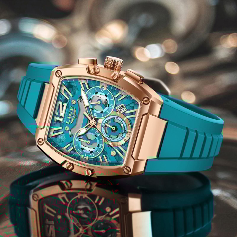 Mens Chronograph Sports Watch Waterproof Luminous Silicone Strap Quartz Wristwatch 1