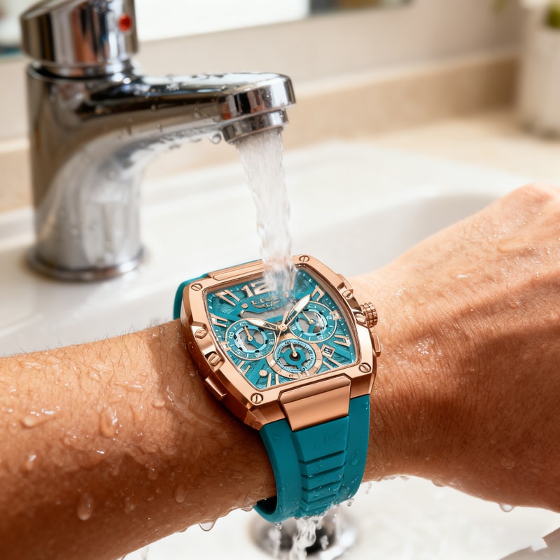 Mens Chronograph Sports Watch Waterproof Luminous Silicone Strap Quartz Wristwatch 4