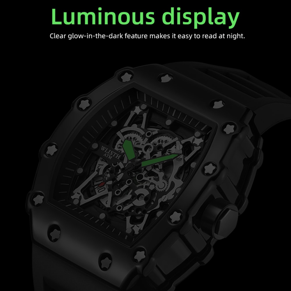 Large Dial Square Sports Watch For Men Waterproof Quartz Luminous Wristwatch 4