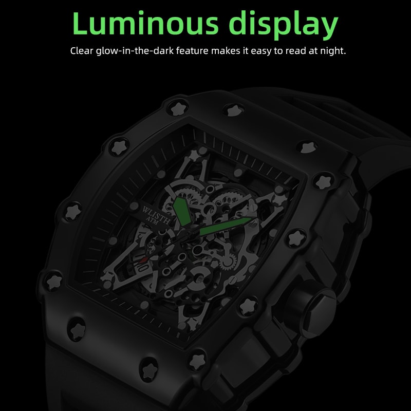 Large Dial Square Sports Watch For Men Waterproof Quartz Luminous Wristwatch 4