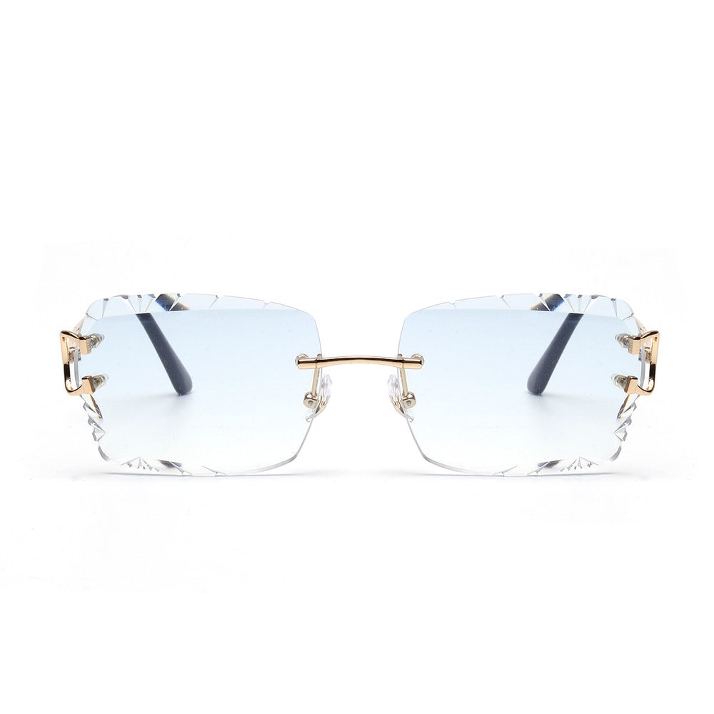 Luxury Rimless Sunglasses Diamond Cut Square Frameless Glasses