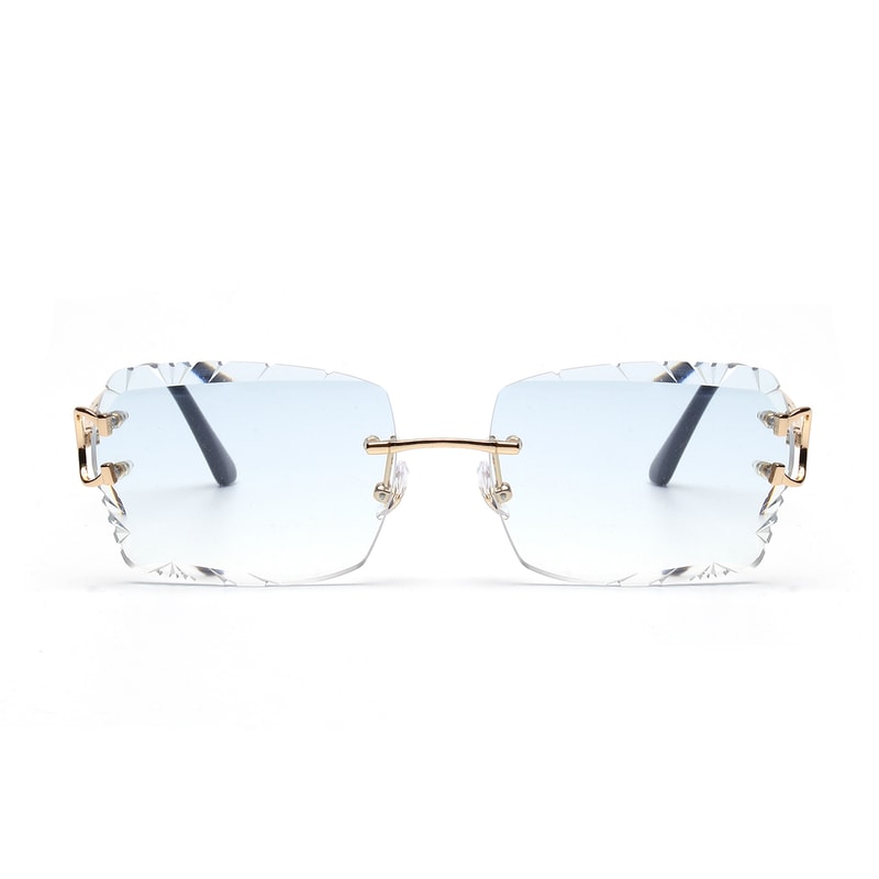 Luxury Rimless Sunglasses Diamond Cut Square Frameless Glasses