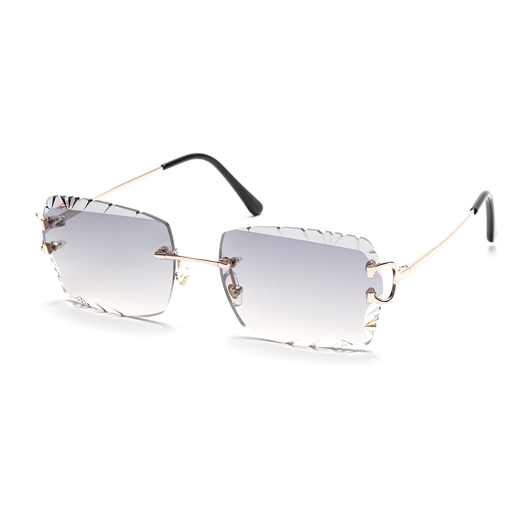 Luxury Rimless Sunglasses Diamond Cut Square Frameless Glasses