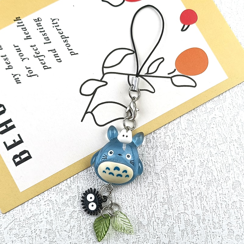 Kawaii Totoro Phone Charm Cute Anime Keychain Soot Sprite Pendant 1