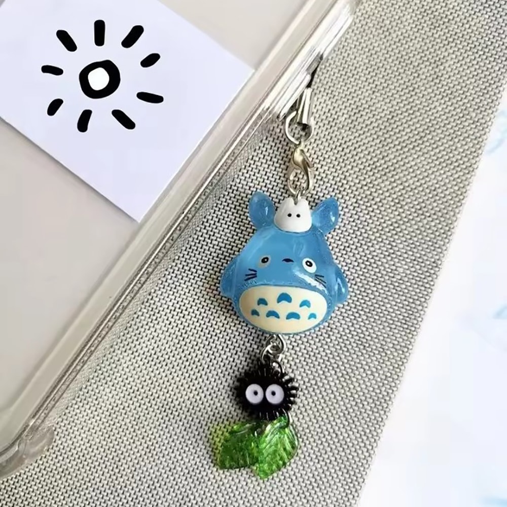 Kawaii Totoro Phone Charm Cute Anime Keychain Soot Sprite Pendant 5