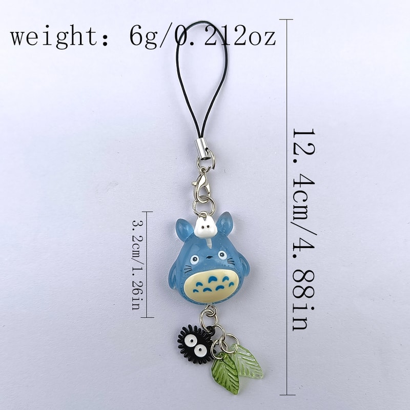 Kawaii Totoro Phone Charm Cute Anime Keychain Soot Sprite Pendant 4
