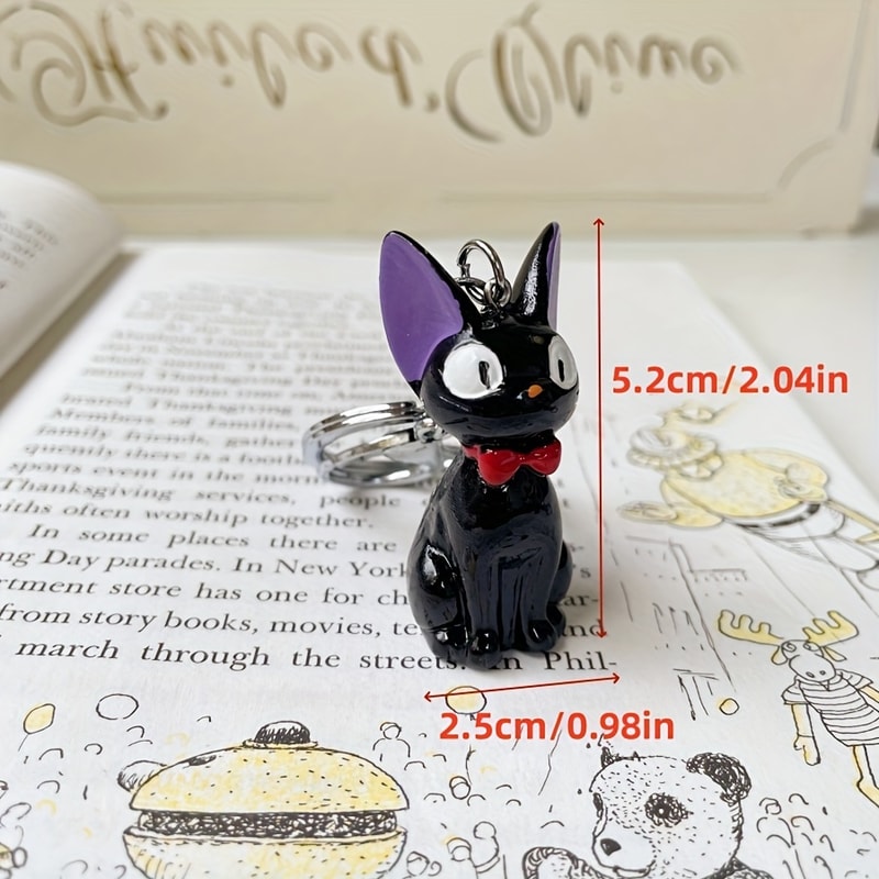 Cute Black Cat Keychain PVC Kawaii Cat Bag Charm for Keys and Accessories