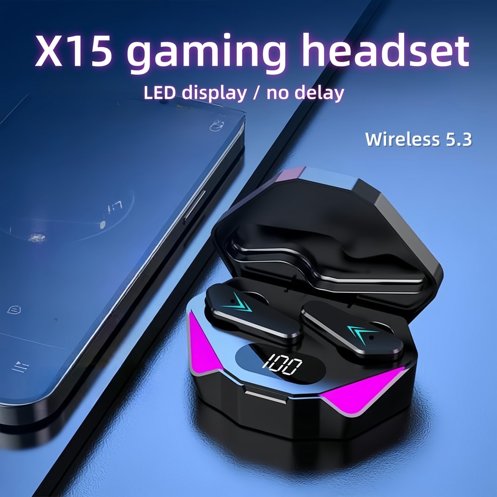Wireless Bluetooth Earbuds With LED Display Noise Cancelling Gaming Headphones 3