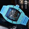 Barrel Shape Skeleton Quartz Watch Transparent Dial Stylish Casual Mens Watch 2