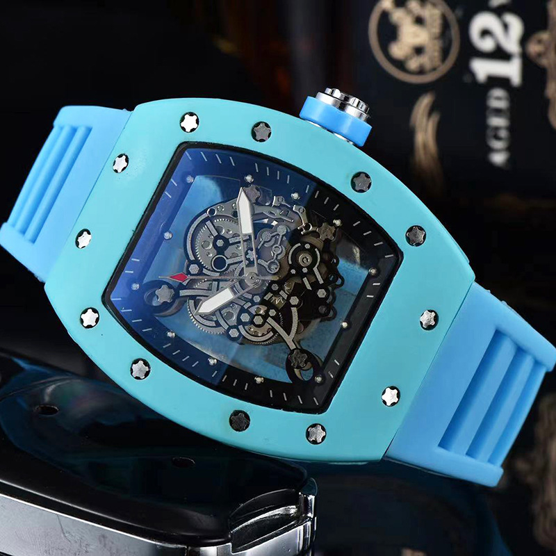 Barrel Shape Skeleton Quartz Watch Transparent Dial Stylish Casual Mens Watch 2