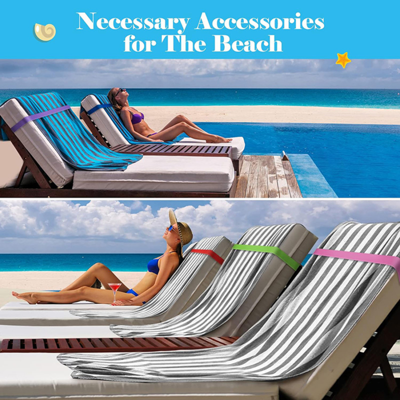 Portable Beach Towel Straps Windproof Chair Bands Adjustable Pool Towel Holder 1