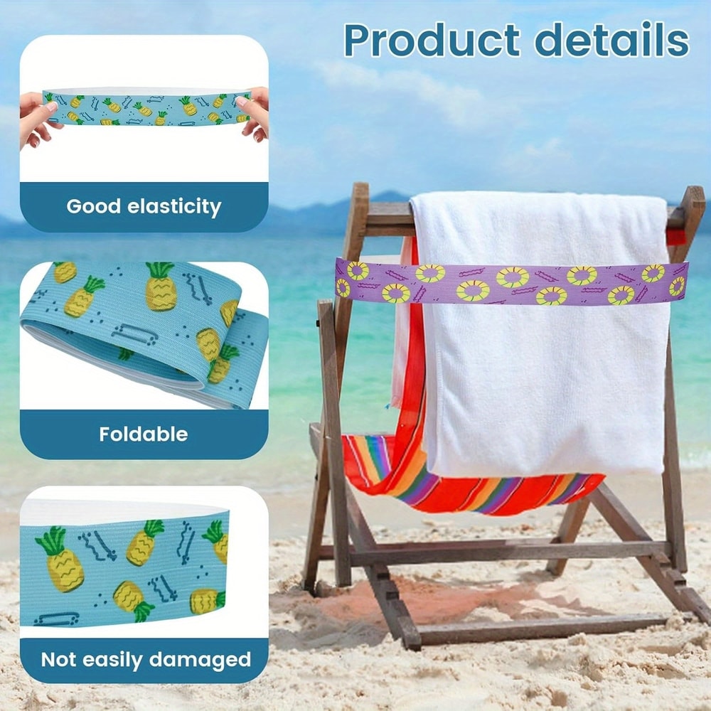 Beach Chair Towel Bands Set Elastic Cruise Towel Clips For Pool Lounge Chairs 2