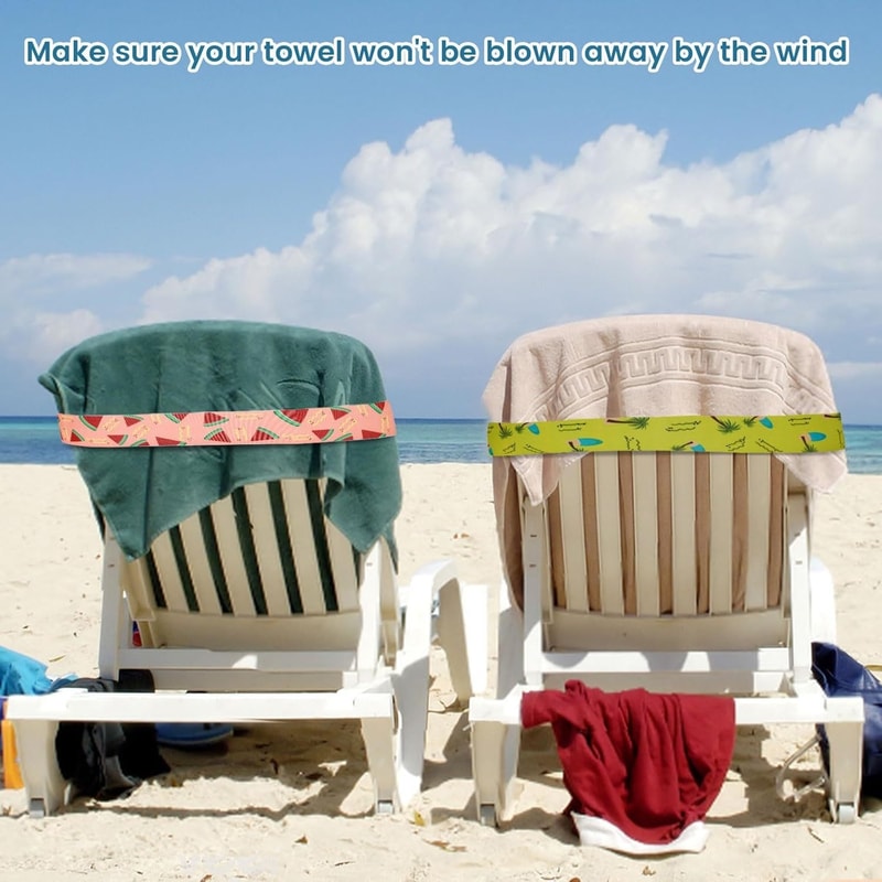 Beach Chair Towel Bands Set Elastic Cruise Towel Clips For Pool Lounge Chairs 3
