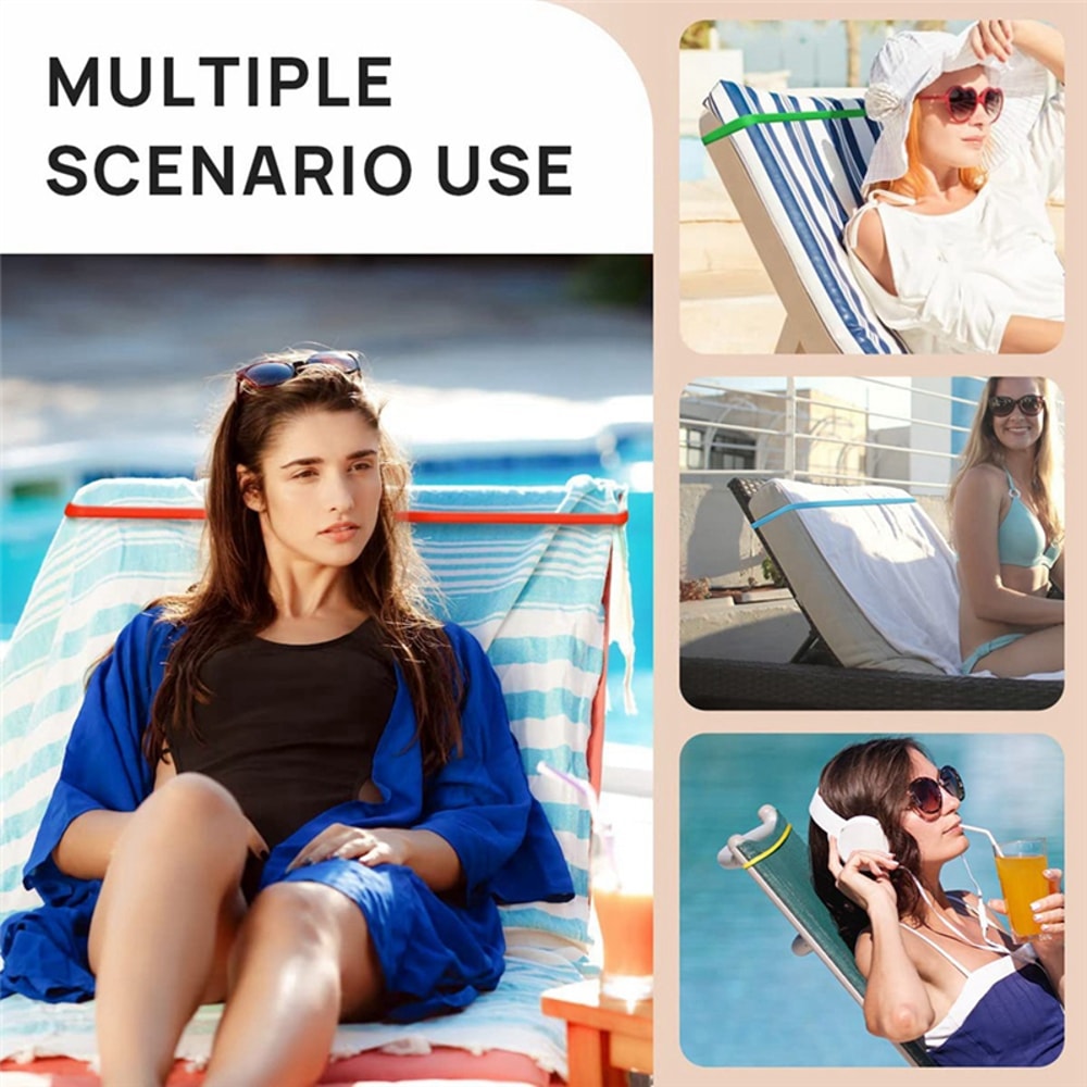 Elastic Beach Towel Bands Non Slip Beach Chair Towel Holder Straps Set 0