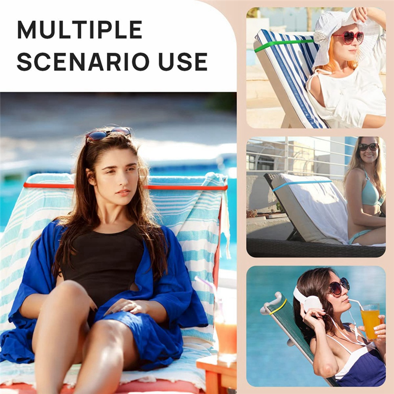 Elastic Beach Towel Bands Non Slip Beach Chair Towel Holder Straps Set 0