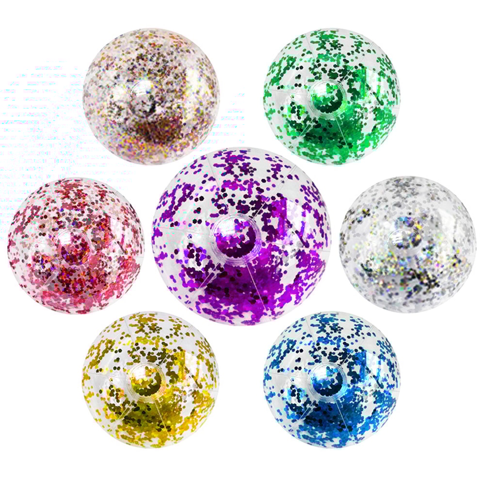 Glitter Sequins Inflatable Beach Ball Clear Pool Toy For Summer Parties 2