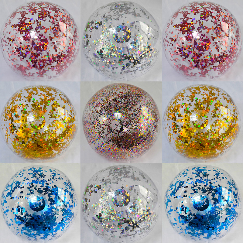 Glitter Sequins Inflatable Beach Ball Clear Pool Toy For Summer Parties 3