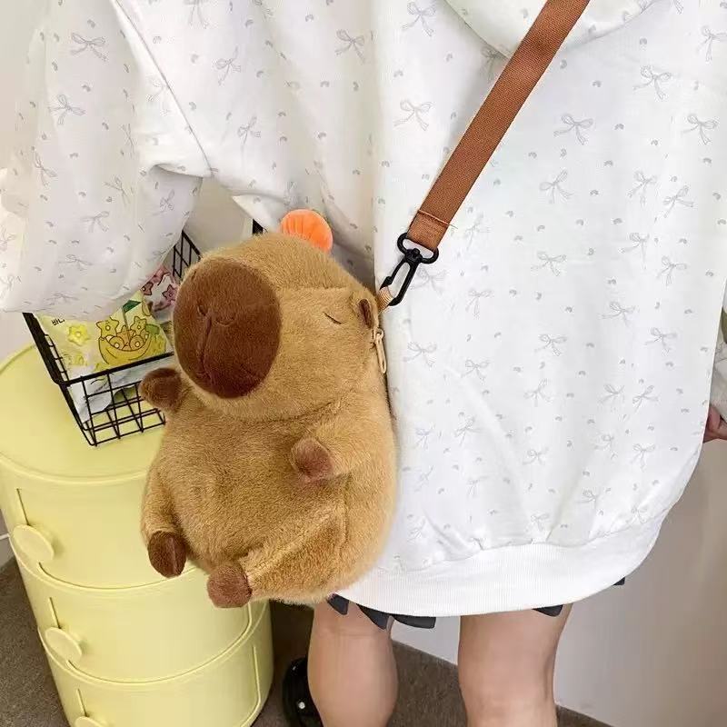 Kawaii Capybara Plush Backpack Crossbody Bag Cute Soft Shoulder Bag For Girls 2