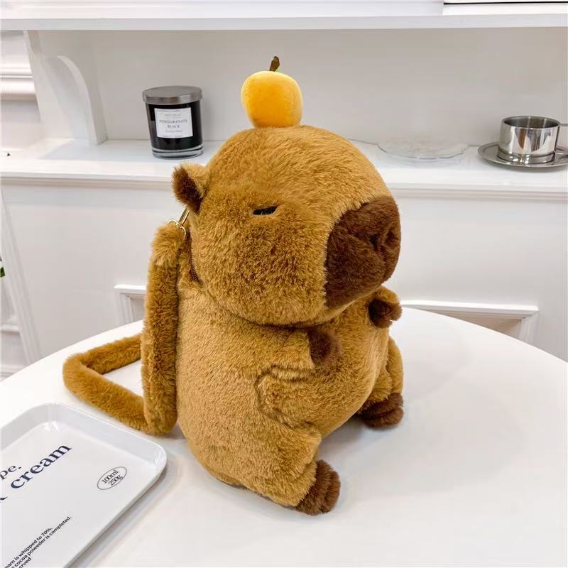 Kawaii Capybara Plush Backpack Crossbody Bag Cute Soft Shoulder Bag For Girls 1