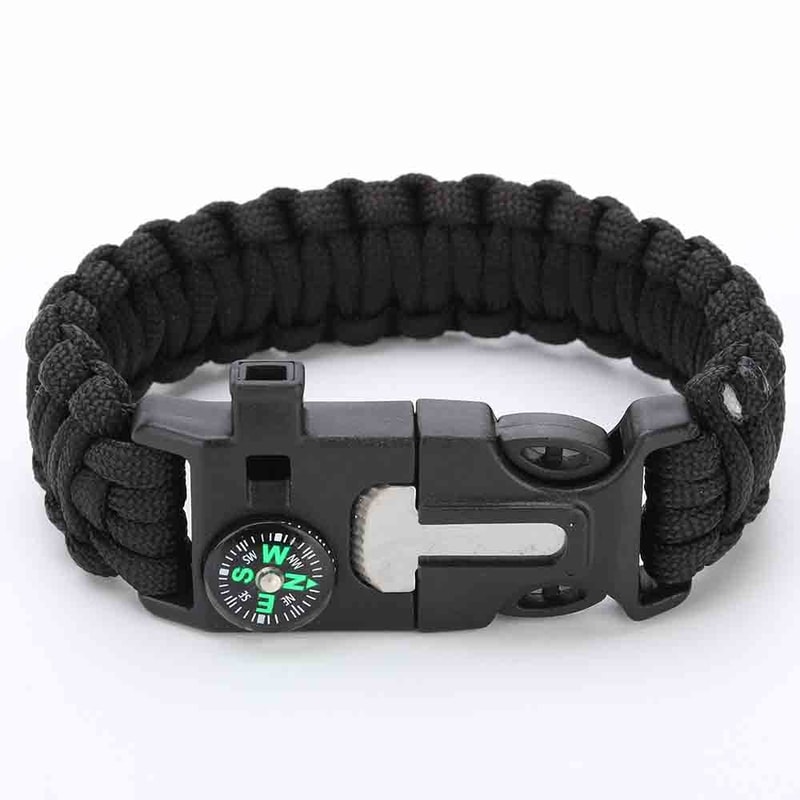 Outdoor Survival Bracelet Paracord SOS Compass Whistle Tactical Gear 2