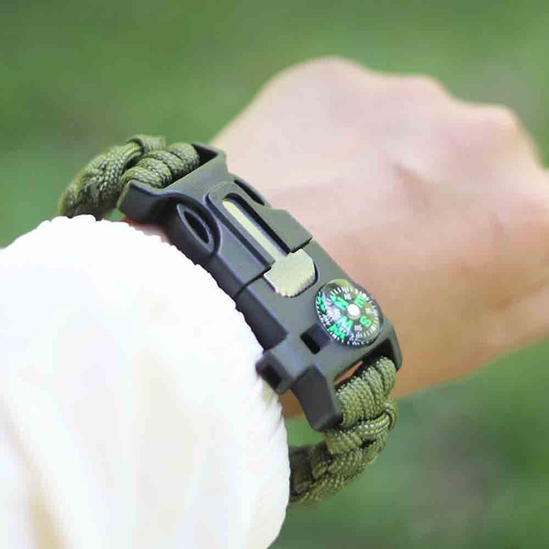 Outdoor Survival Bracelet Paracord SOS Compass Whistle Tactical Gear 4