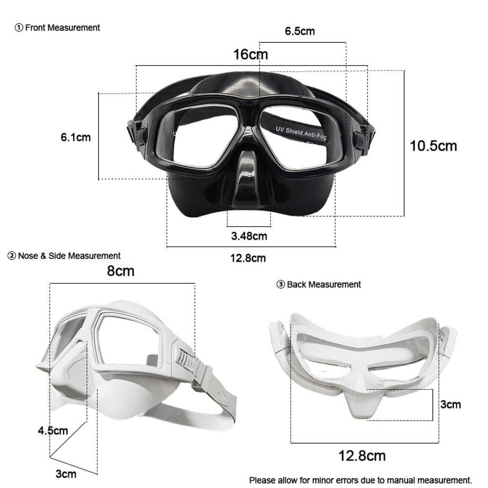 Low Volume Freediving Mask Set Anti Fog Wide View Snorkeling Diving Mask 6
