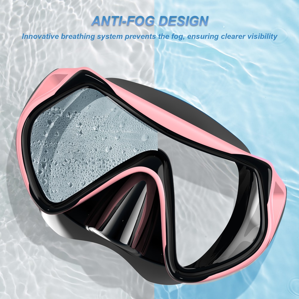 Kids Snorkeling Mask Set Anti Fog Swim Goggles With Nose Cover And Dry Top Snorkel 1