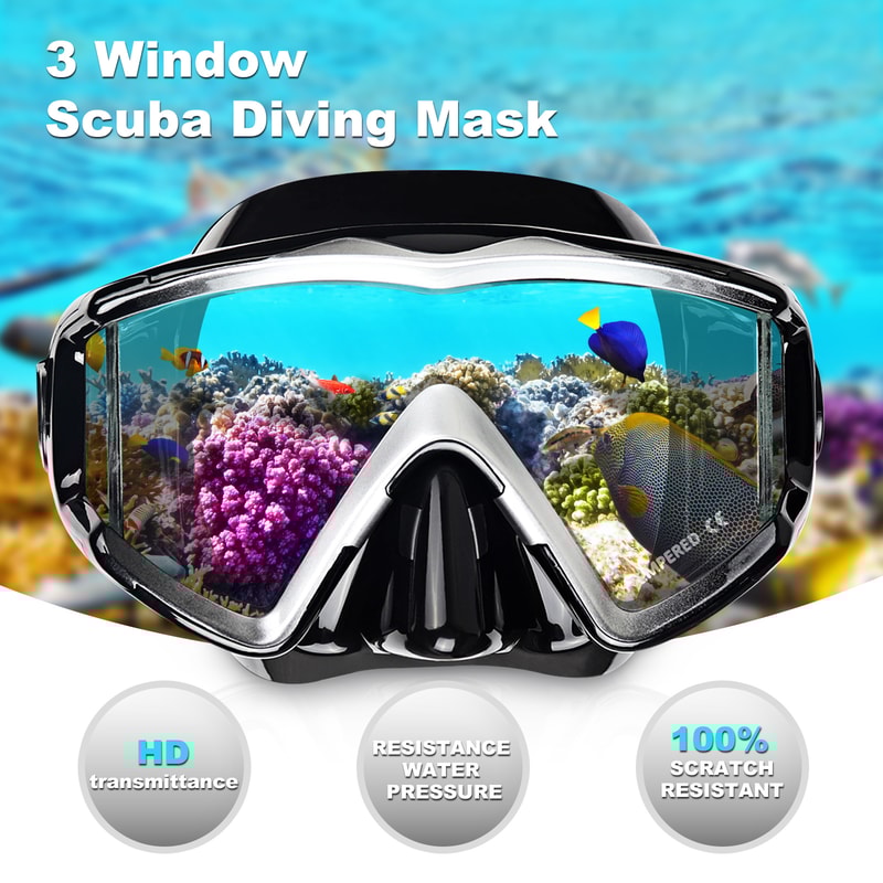 Anti Fog Snorkeling Mask Set With Dry Top Snorkel Leakproof Diving Gear 2