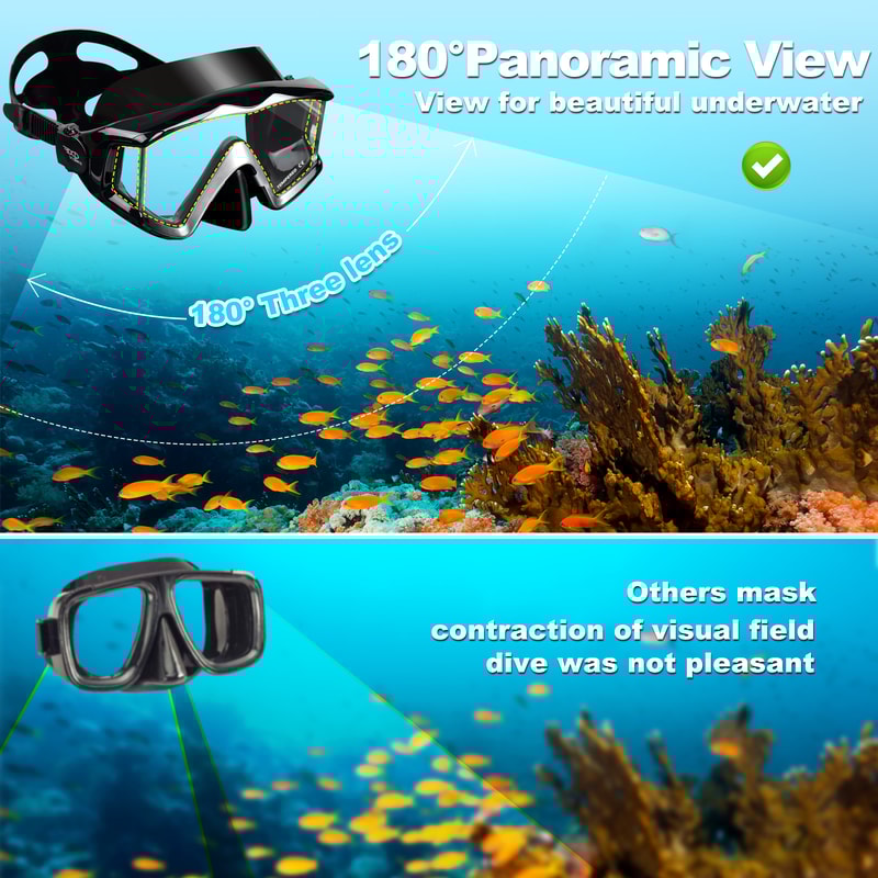 Anti Fog Snorkeling Mask Set With Dry Top Snorkel Leakproof Diving Gear 3