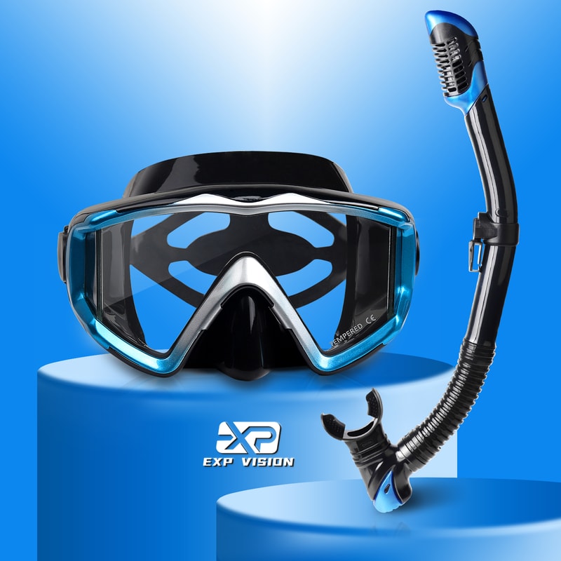 Anti Fog Snorkeling Mask Set With Dry Top Snorkel Leakproof Diving Gear 6
