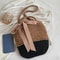 Handmade Straw Beach Bag Bucket Shoulder Purse with Bow Summer Travel Tote
