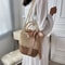 Handmade Straw Beach Bag Bucket Shoulder Purse with Bow Summer Travel Tote